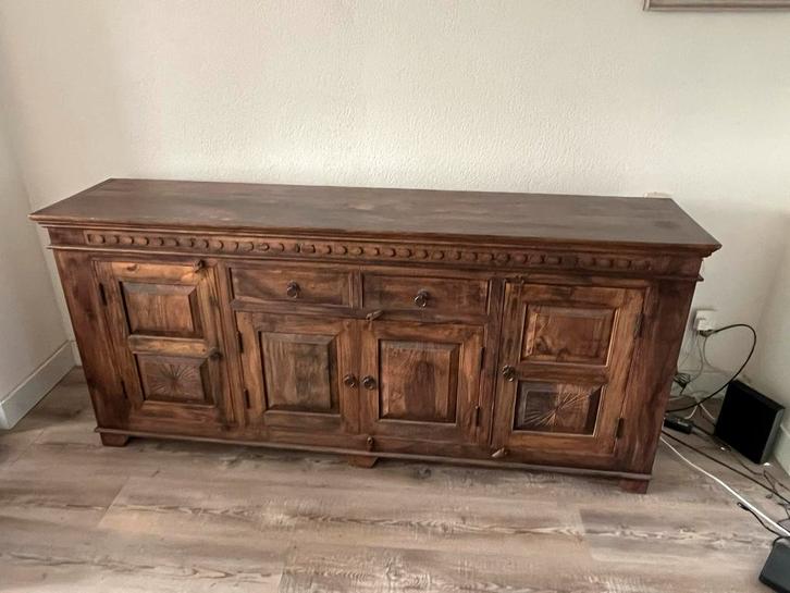 Koloniale Dressoirkast met veel opbergruimte, Huis en Inrichting, Kasten | Dressoirs, Gebruikt, 150 tot 200 cm, 25 tot 50 cm, Met lade(s)