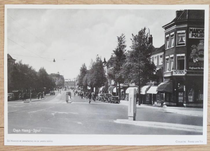Grote foto Den Haag Spui ( tram, oude auto's ca. 1930 ), Verzamelen, Foto's en Prenten, Zo goed als nieuw, Overige onderwerpen
