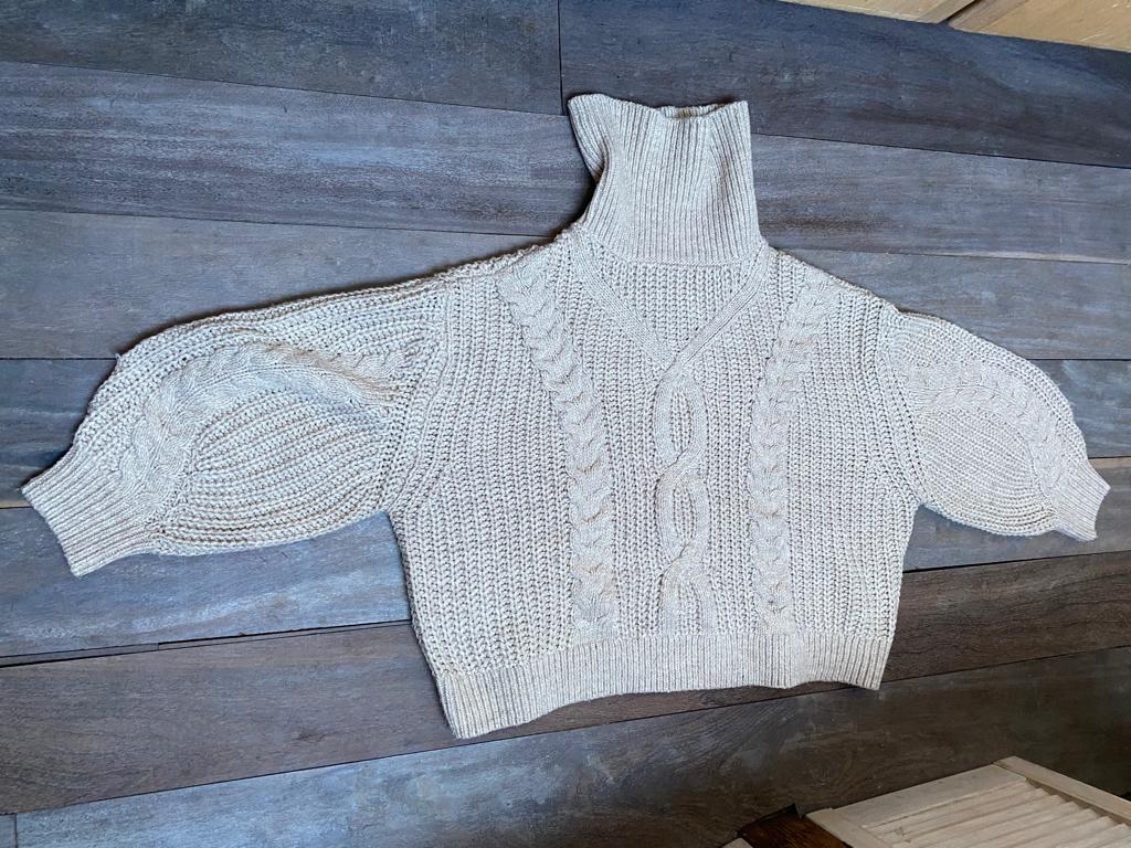 Grote Ierse coltrui XXL breed en kort beige gedraaide wol, Verzenden, Beige, Trui of Vest, Nieuw