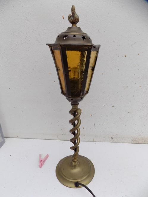 Lamp vintage koper gedraaide voet arts craft lantaarnmodel, Huis en Inrichting, Lampen | Overige, Gebruikt, Ophalen of Verzenden