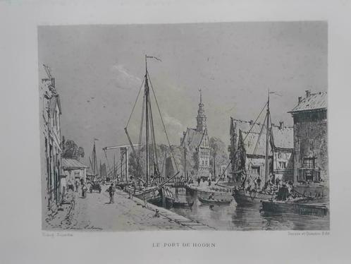 12 / De Haven van Hoorn. Gravure uit 1882, Antiek en Kunst, Kunst | Etsen en Gravures, Ophalen of Verzenden