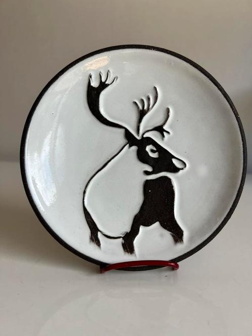 Vintage GLIT Ijslands Wandbordje Moose Rendier Relief 60’s, Antiek en Kunst, Antiek | Wandborden en Tegels, Ophalen of Verzenden