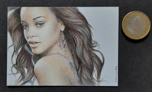 Realistische Miniatuur Tekening - Rihanna - Rafael Plessas, Antiek en Kunst, Kunst | Schilderijen | Klassiek, Verzenden