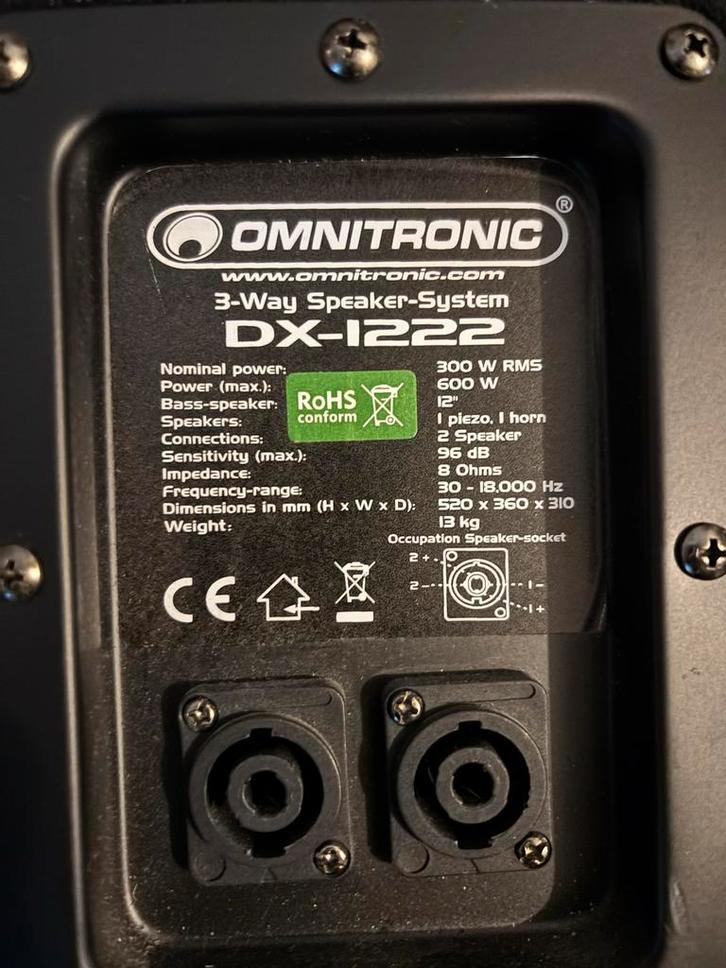 Omnitronic DX-1222 Speakers (Set van 2), Audio, Tv en Foto, Luidsprekers, Gebruikt, Front, Rear of Stereo speakers, 120 watt of meer