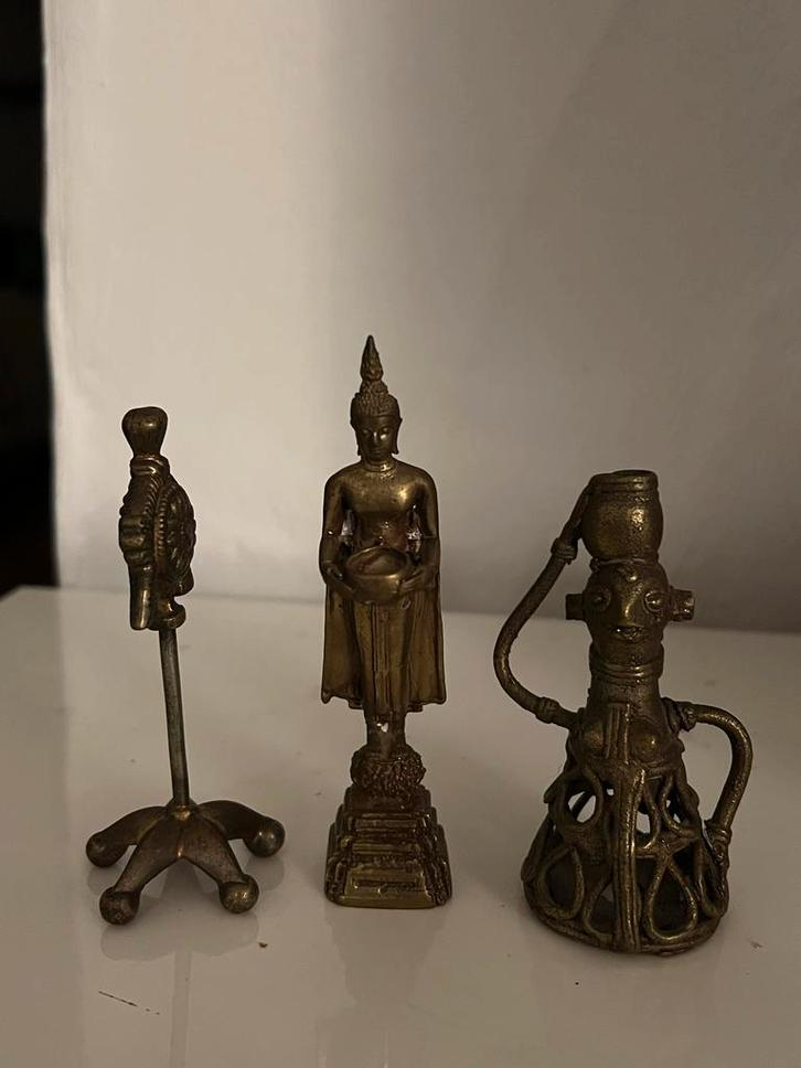 Antieke bronzen beeldjes - set van 3, Antiek en Kunst, Antiek | Tin, Ophalen
