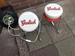 2 X Grolsch Bierdop Lamp met Ijzerenbeugel, Verzamelen, Ophalen of Verzenden, Gebruikt, Lichtbak of (neon) lamp