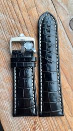Horlogeband 28mm zwart leer Nieuw, Ophalen of Verzenden, Nieuw