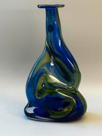 Mtarfa blauw-groene glazen vintage vaas, Ophalen of Verzenden
