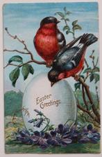 Nostalgische kaart goudvinken, Easter greetings, US postage, Verzamelen, Ophalen of Verzenden, Voor 1920, Gelopen, Vogel