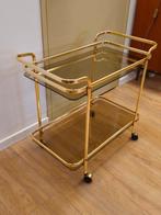 Vintage Serveerwagen Barcart Drankenwagen Trolley Messing, Ophalen, Metaal of Aluminium, Zo goed als nieuw, Nvt