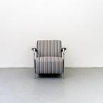 3x Leolux Scylla Fauteuil Lage Rug Grijs Gestreept - Chroom, Huis en Inrichting, Metaal, 75 tot 100 cm, Ophalen of Verzenden, Zo goed als nieuw