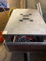 Mooie moderne eettafel rvs ingelegd blad met tegels, Huis en Inrichting, Tafels | Eettafels, Ophalen, 100 tot 150 cm, 50 tot 100 cm