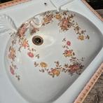 Antieke wastafel met bloemen en decorrand 64x46cm, Ophalen