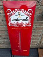 Emaillebord thermometer Lindemans, Verzamelen, Biermerken, Ophalen of Verzenden, Zo goed als nieuw, Reclamebord, Plaat of Schild