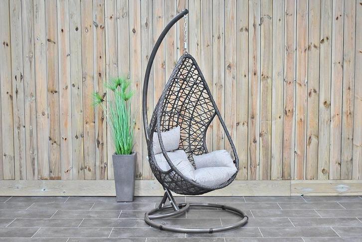 Monza Hangei Tuinstoel Antraciet SHOWROOMMODEL, Tuin en Terras, Tuinstoelen, Zo goed als nieuw, Wicker, Ophalen of Verzenden