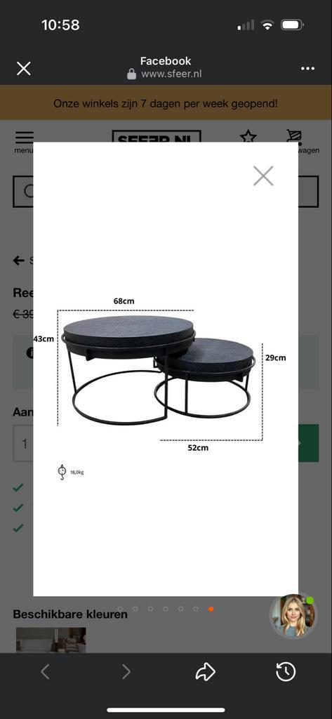 Reefs Zwarte Salontafels - Set van 2, Huis en Inrichting, Tafels | Salontafels, Zo goed als nieuw, Minder dan 50 cm, 50 tot 100 cm