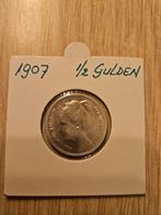 Zilveren halve gulden 1907 - Koningin Wilhelmina, ½ gulden, Zilver, Ophalen of Verzenden, Koningin Wilhelmina