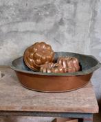 Oude antieke koperen bakvorm puddingvorm confit schaal, Antiek en Kunst, Ophalen of Verzenden