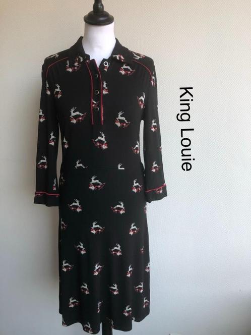 King Louie Jurk  {mt: 36} 5604-4,2, Kleding | Dames, Jurken, Zo goed als nieuw, Maat 36 (S), Zwart, Knielengte, Ophalen of Verzenden