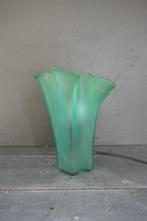 Vintage Hala Zeist groene glazen zakdoek lamp, Huis en Inrichting, Lampen | Tafellampen, Verzenden, Zo goed als nieuw, Glas, Minder dan 50 cm