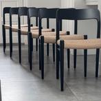 Moller no.75 mat zwart geheel gerestaureerd vintage design, Huis en Inrichting, Stoelen, Zwart, Hout, Zo goed als nieuw, Vijf, Zes of meer stoelen