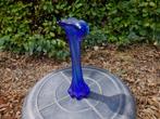 zeer oude vintage donker blauwe glazen vaas, Blauw, Ophalen of Verzenden, Minder dan 50 cm, Glas