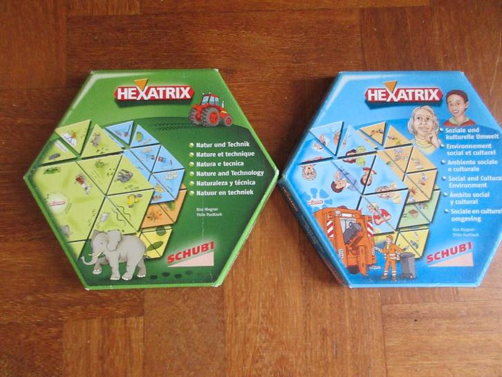 2 x Schubi HeXatrix Natuur en Techniek + sociale omgeving, Kinderen en Baby's, Speelgoed | Educatief en Creatief, Gebruikt, Puzzelen