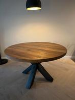 Ronde houten tafel 130cm - Zwarte kruispoten, Huis en Inrichting, Tafels | Eettafels, Ophalen, 100 tot 150 cm, Zo goed als nieuw