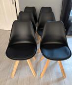 6 zwarte eetkamerstoelen, Huis en Inrichting, Stoelen, Ophalen, Kunststof, Gebruikt, Zwart