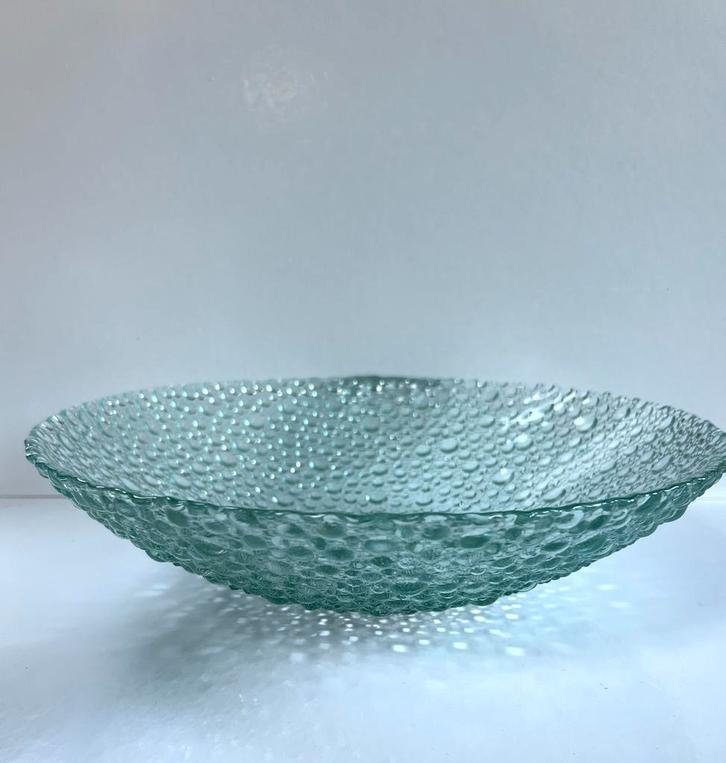 Vintage ijsgroene bubble schaal van Pavel Panek, Antiek en Kunst, Antiek | Schalen, Ophalen of Verzenden