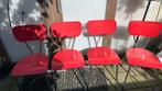7 retro rode stoelen, Huis en Inrichting, Stoelen, Ophalen, Gebruikt, Metaal, Vijf, Zes of meer stoelen