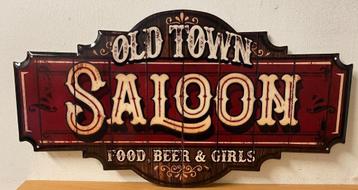 Saloon old town beer girls relief reclamebord van metaal  beschikbaar voor biedingen