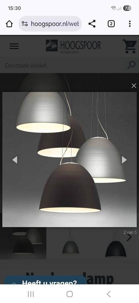 ARTEMIDE NUR DESIGN HANGLAMP, Huis en Inrichting, Lampen | Hanglampen, Zo goed als nieuw, Minder dan 50 cm, Metaal, Ophalen