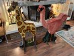 Twee jaren 20-30 houten carrousel dieren Giraf en Flamingo, Ophalen