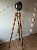 Vintage vloerlamp koplamp, Huis en Inrichting, Lampen | Vloerlampen, 100 tot 150 cm, Vintage, Glas, Zo goed als nieuw