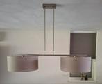 Taupe/Beige Hanglamp met Stoffen Kappen - 131cm, Ophalen, Zo goed als nieuw, Metaal, Modern
