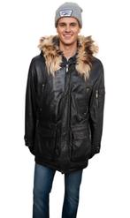 Echte leder jas # bontjas, Kleding | Heren, Jassen | Winter, Ophalen of Verzenden, Zo goed als nieuw, Maat 56/58 (XL), Bruin