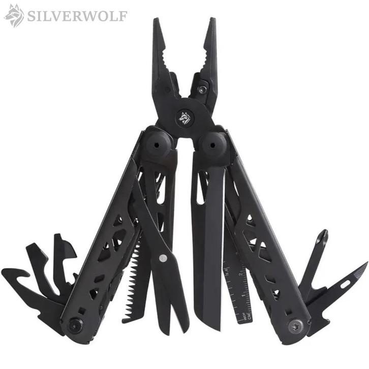 SILVERWOLF Claw - 18-in-1 Multitool Zakmes Zwart, Caravans en Kamperen, Kampeergereedschap, Nieuw, Ophalen of Verzenden