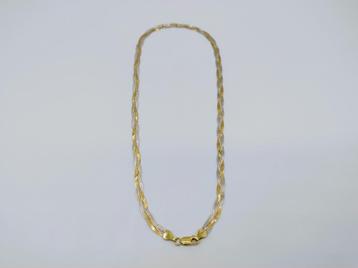 Stijlvol zilveren bi-colour collier, platte schakel beschikbaar voor biedingen