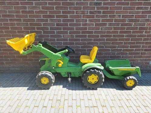 John Deere rolly toys traptractor incl kar en voorlader, Kinderen en Baby's, Speelgoed | Buiten | Skelters, Zo goed als nieuw