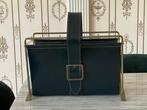 Vintage mid century messing en leer lectuurbak, Ophalen of Verzenden