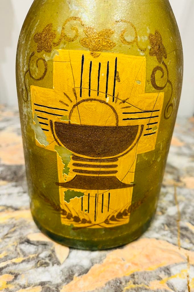 Antieke Grote fles voor wijwater, Verzamelen, Ophalen, Gebruikt, Overige typen, Christendom | Katholiek