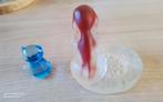 Glazen Asbak met Hond -blauw poesje Persgewicht ,, Antiek en Kunst, Antiek | Glas en Kristal, Ophalen of Verzenden