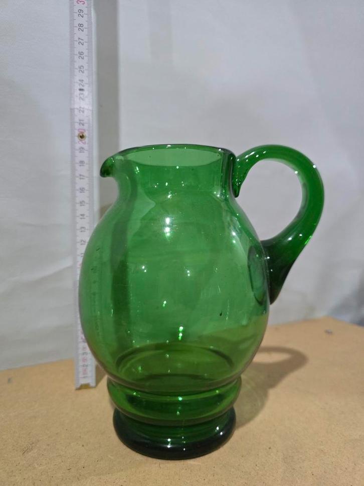 Antieke Groene Glazen Kan, Antiek en Kunst, Antiek | Glas en Kristal, Ophalen of Verzenden