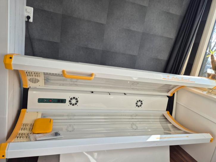 Palm Beach Zonnebank - Dubbelzijdig + aparte gezicht bruiner, Witgoed en Apparatuur, Zonnebanken en Gezichtsbruiners, Gebruikt