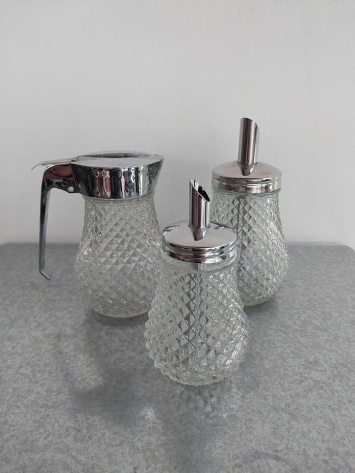 Set van 3 vintage glazen strooiers, Antiek en Kunst, Antiek | Glas en Kristal, Ophalen of Verzenden