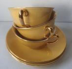 Kop en schotel 3x Plateelbakkerij Zuid-Holland Gouda goud en, Ophalen of Verzenden