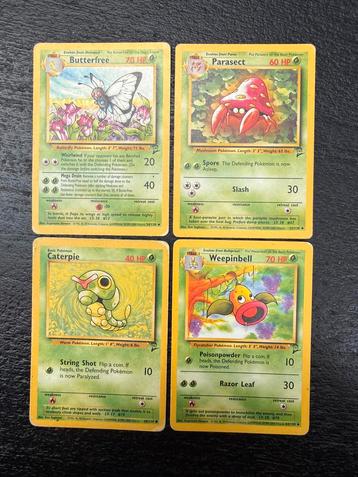 Pokémon base set 2 Parasect Weepinbell Butterfree & Caterpie beschikbaar voor biedingen
