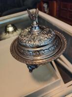 Te koop verzilverd Marokkaans potje met deksel, Antiek en Kunst, Ophalen, Zilver