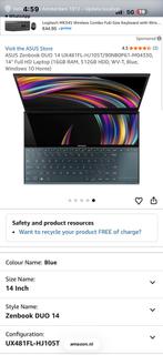 ASUS Zenbook Duo 14 inch - Goede Staat, Computers en Software, Windows Laptops, Ophalen, Gebruikt, Asus, Qwerty